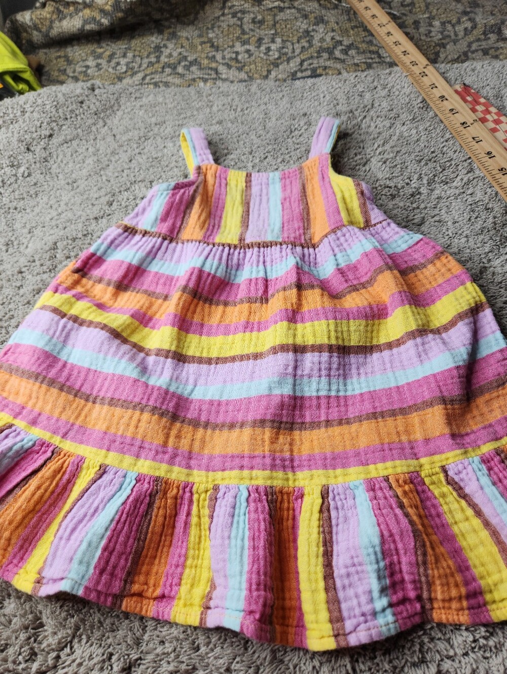 Girls' Colorful Striped Sundress - Pink, Yellow & Orange - Cat & Jack - 2T - Picture 3 of 9